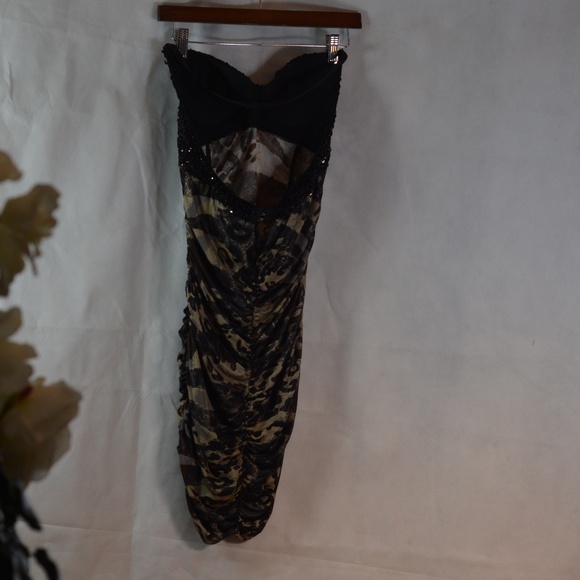 Beaded / Sequined Stretch, Rouched Body Con Dress SZ S Meishulanna - Picture 7 of 8